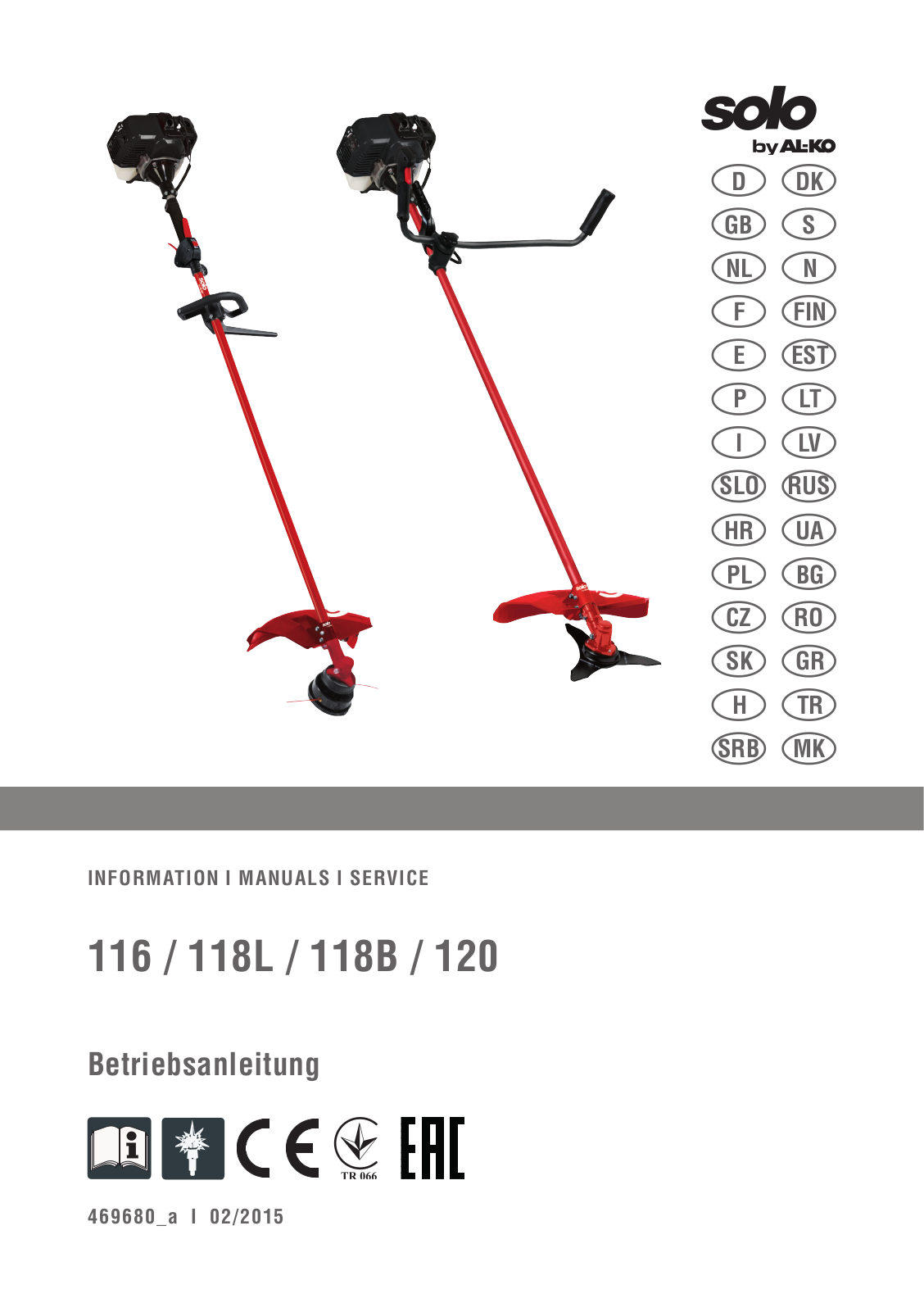 Al-ko 116, 118L, 118B, 120 User Manual