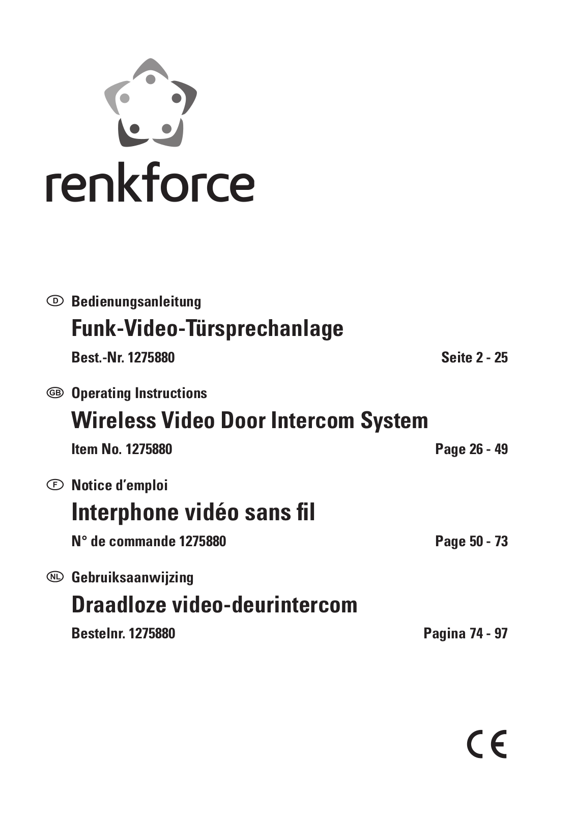 Renkforce 1275880 Operating Instructions Manual