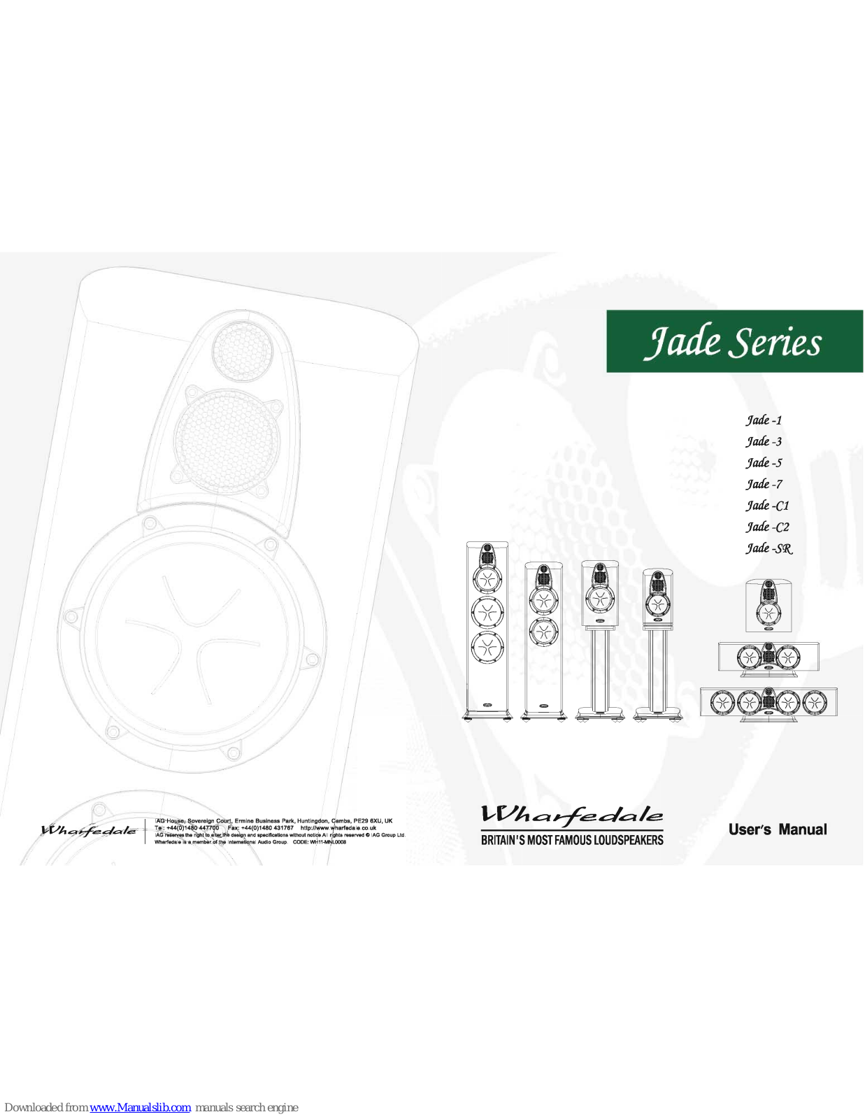 Wharfedale Pro JADE-1, Jade-7, Jade-3, Jade-C1, Jade-5 User Manual