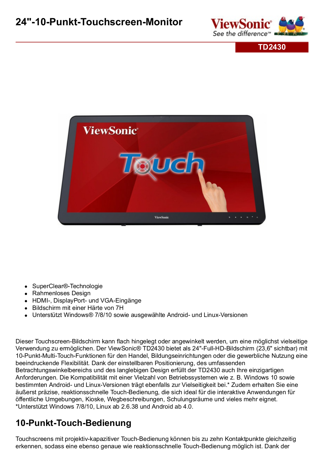 ViewSonic TD2430 User Manual