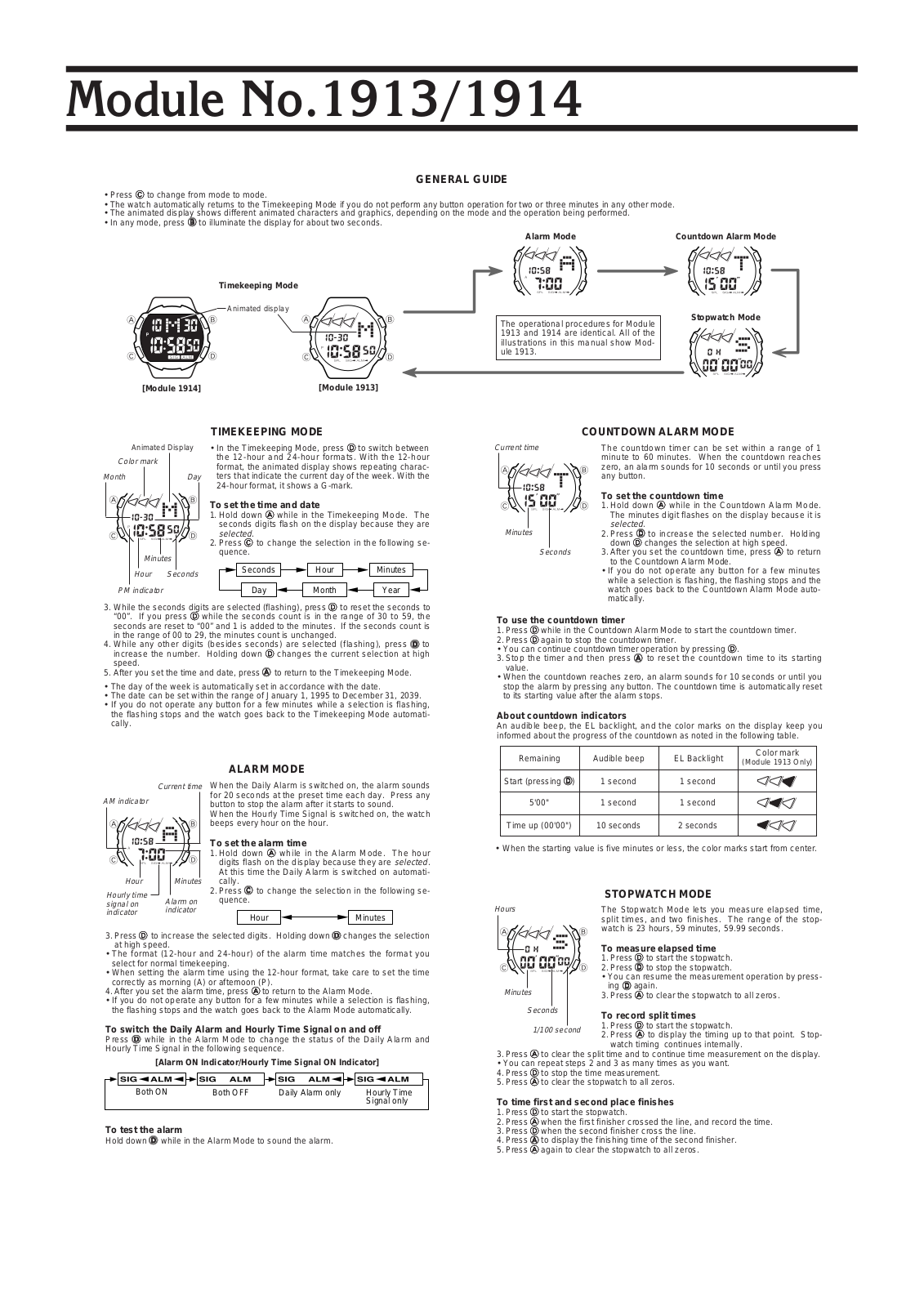 Casio 1914 User Manual