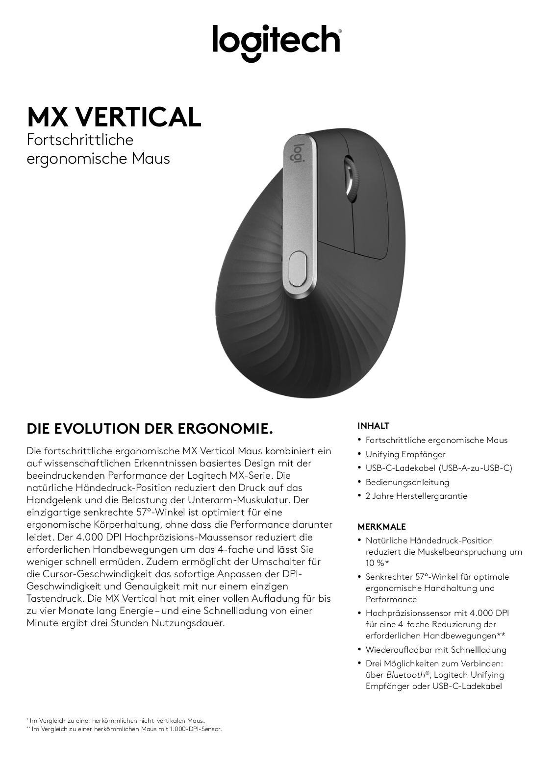 Logitech MX Vertical Technical data