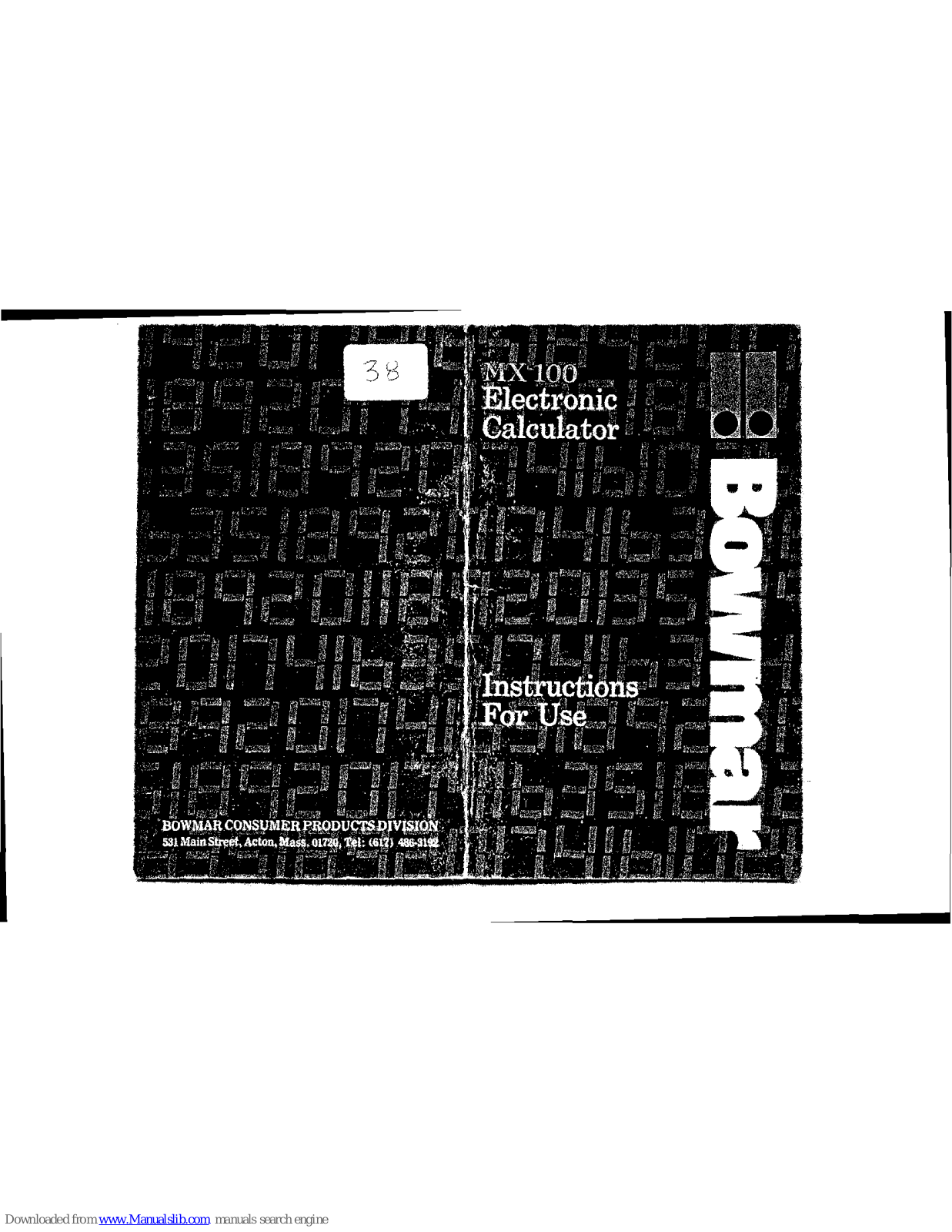 Bowmar MX 100 Instructions For Use Manual - ManualMachine.com