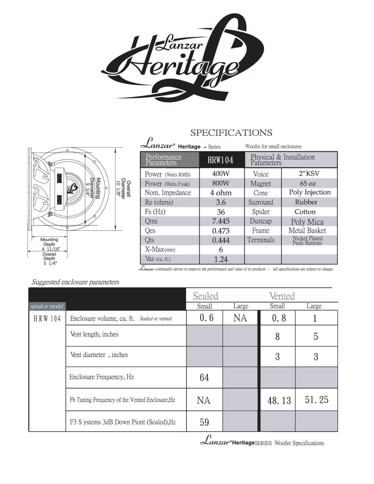 Lanzar HRW104 Instruction Manual