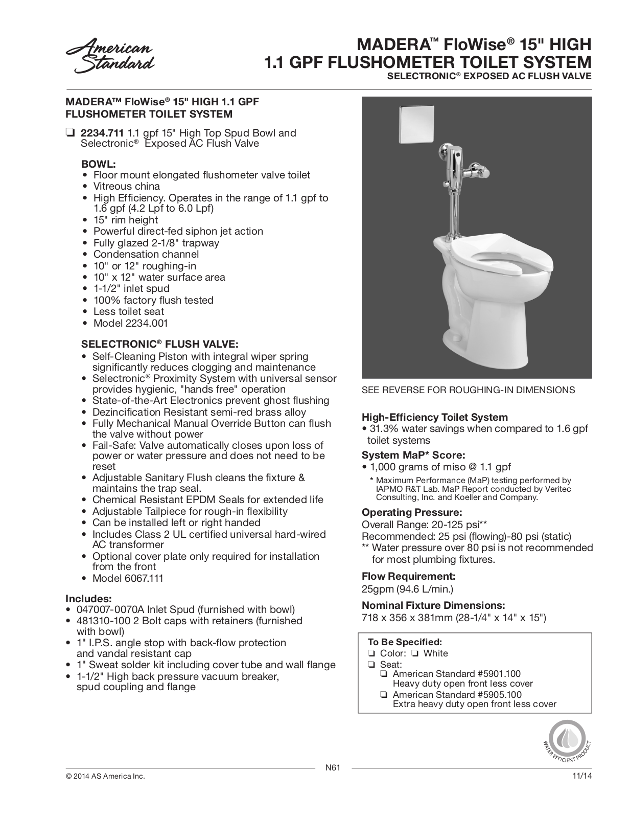 American Standard ASD9616 Specifications - ManualMachine.com