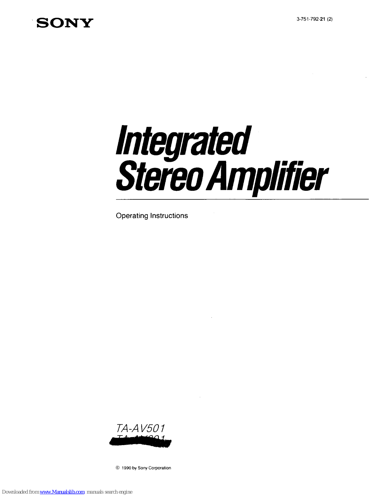 Sony TA-AV501,TA-AV601 Operating Instructions Manual