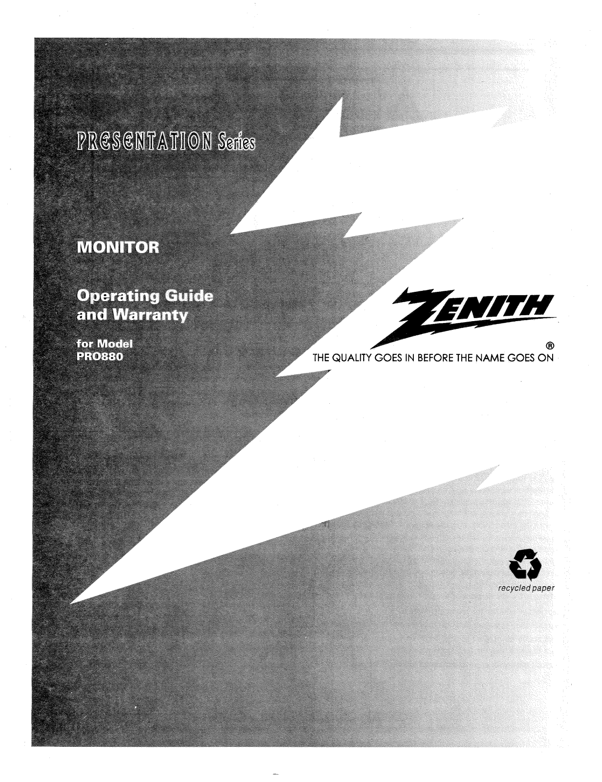 Zenith PRO880 OPERATING GUIDE