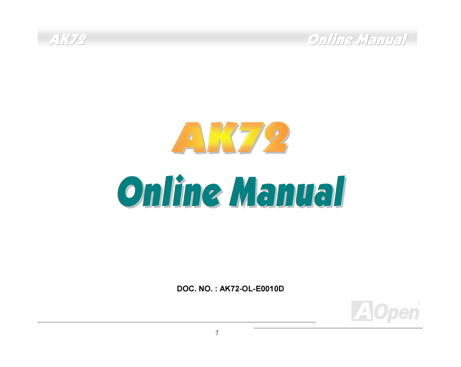 AOpen AK72 User Manual