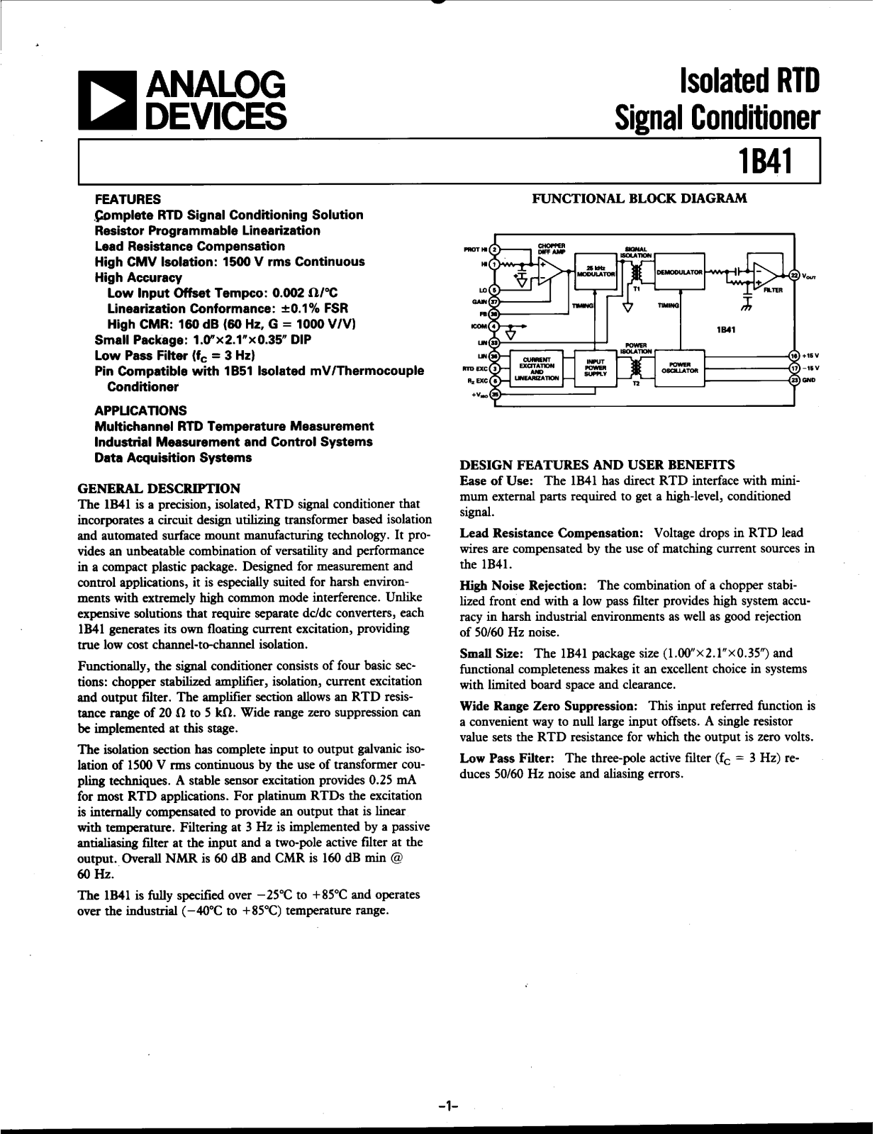 Analog Devices 1B41BN, 1B41AN Datasheet