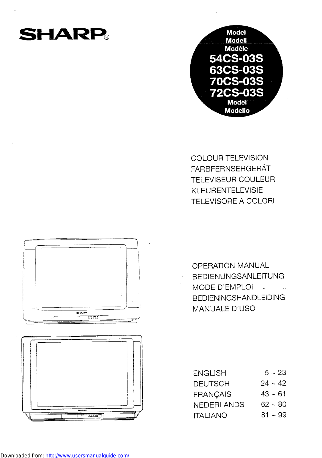 SHARP 54/63/70/72CS-03S User Manual