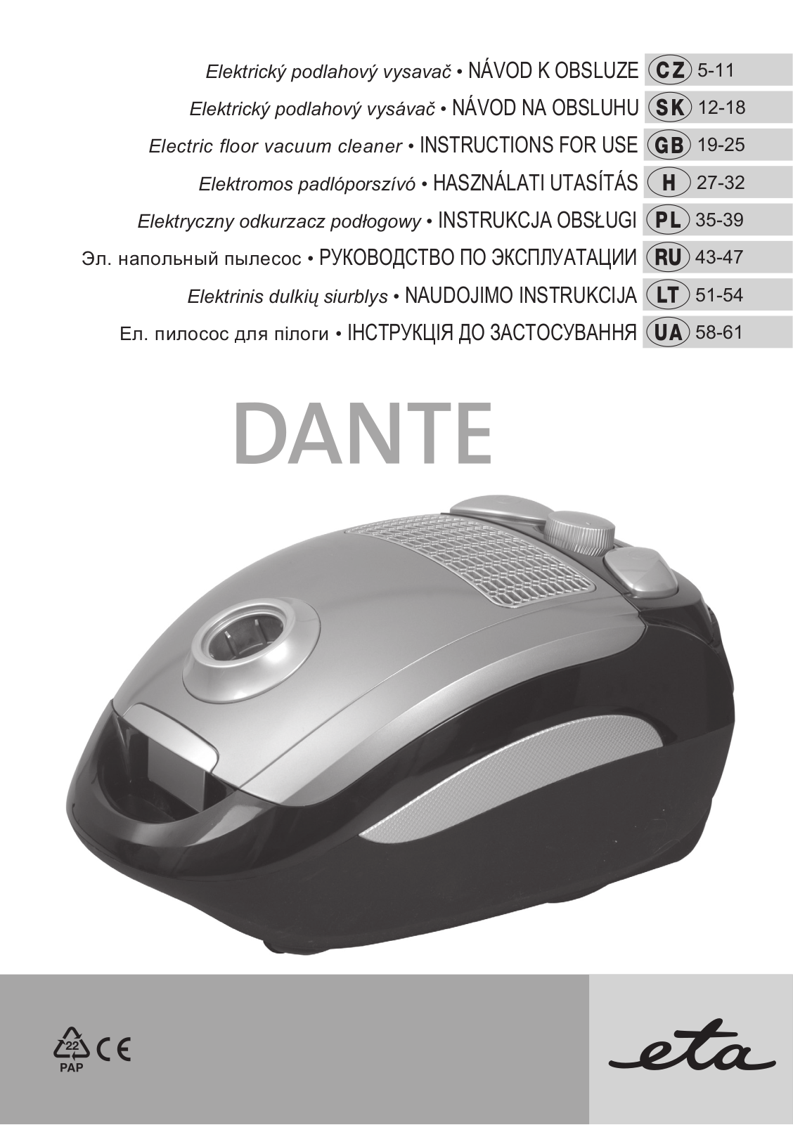 ETA Dante 1480 90000 User Manual