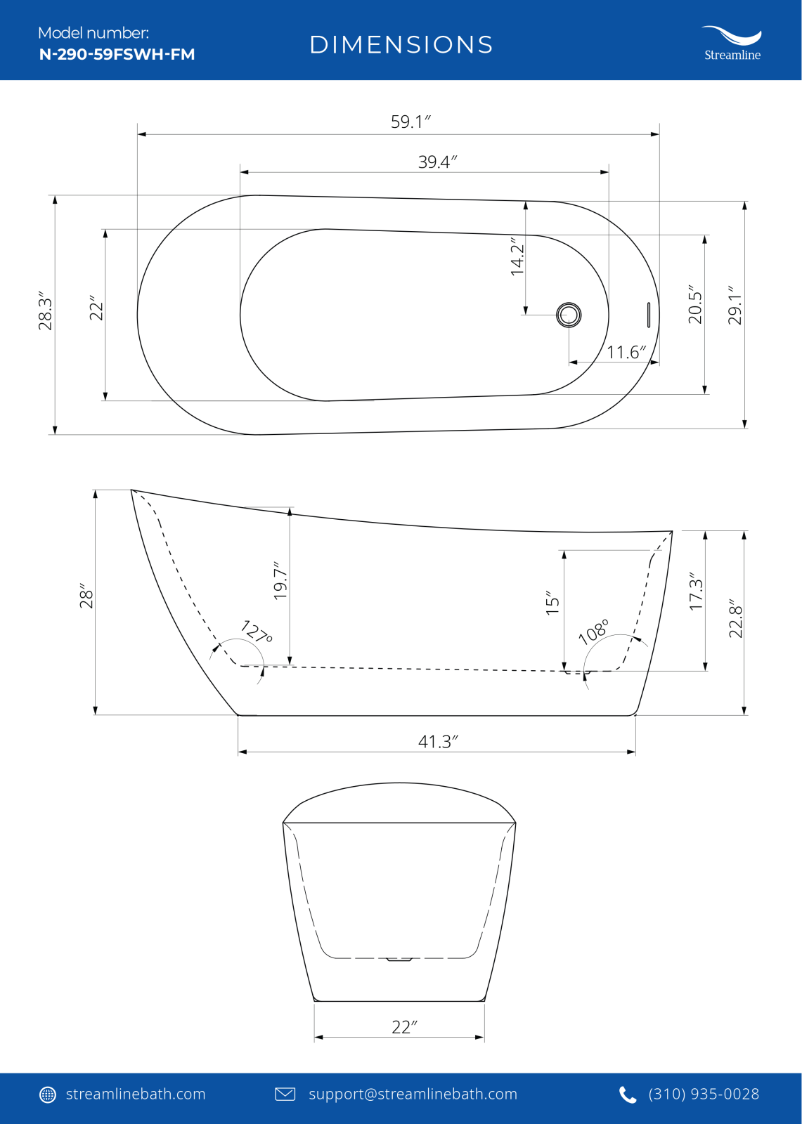 Streamline Bath SLBH6087 Dimensions - ManualMachine.com