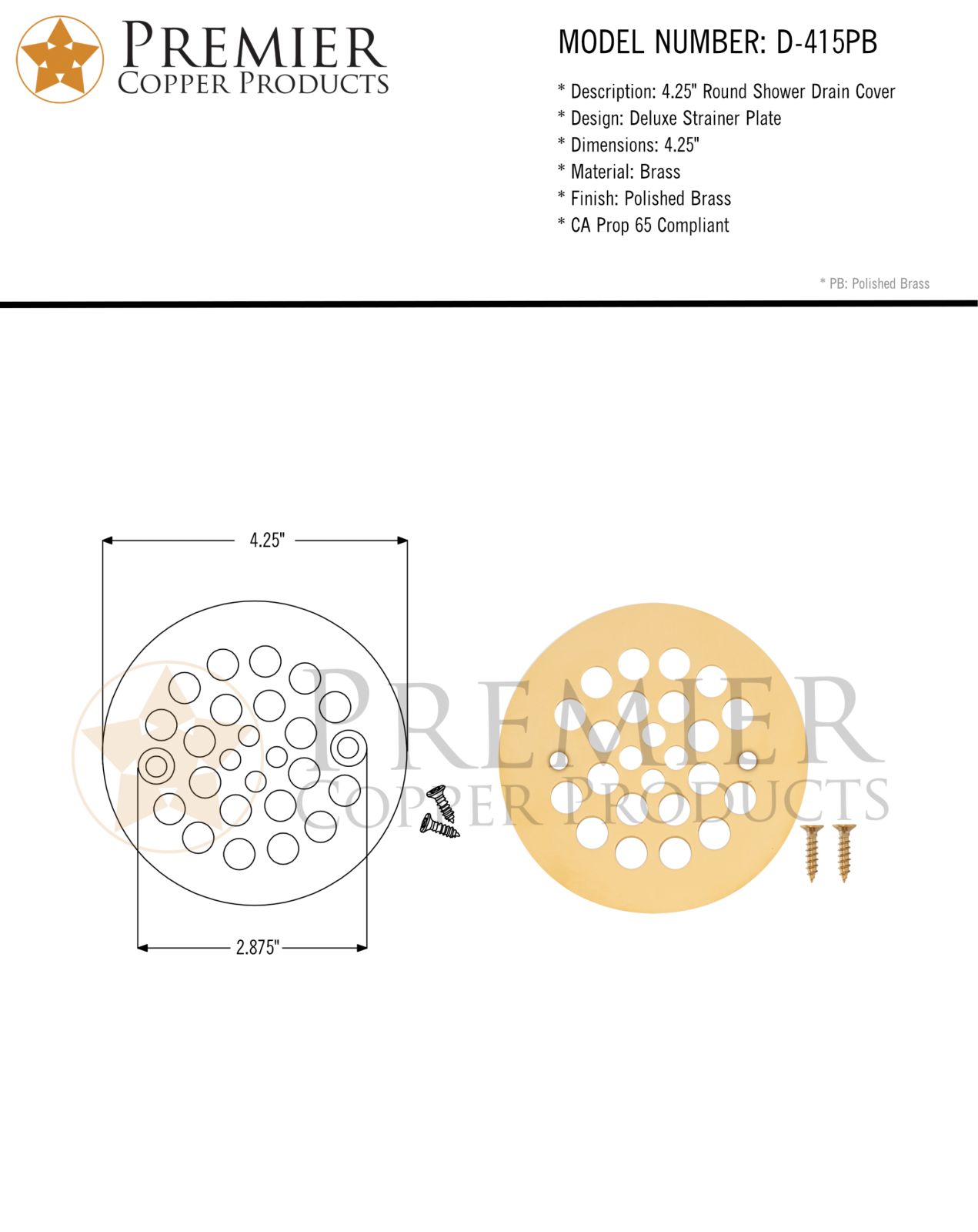 Premier Copper Products IER10073 Specifications - ManualMachine.com