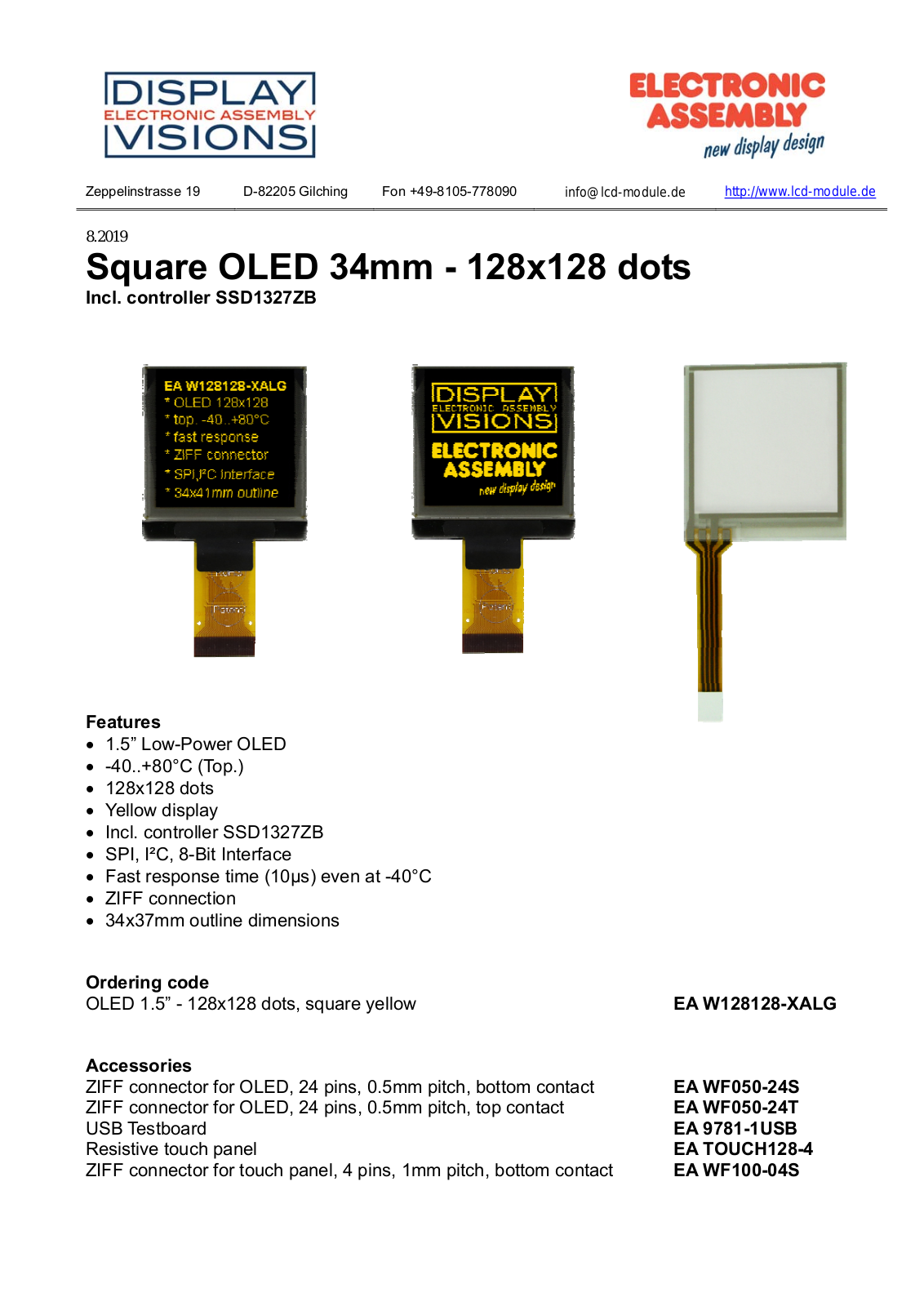 ELECTRONIC ASSEMBLY EA W064048-XALG Datasheet