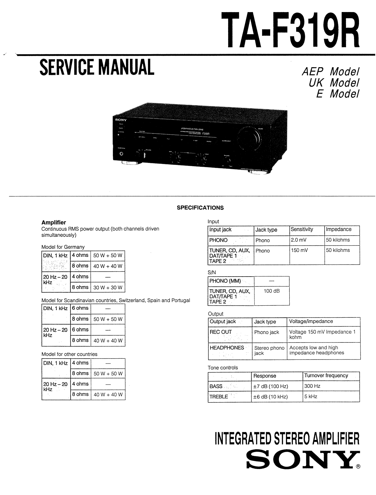 Sony TAF-319-R Service manual