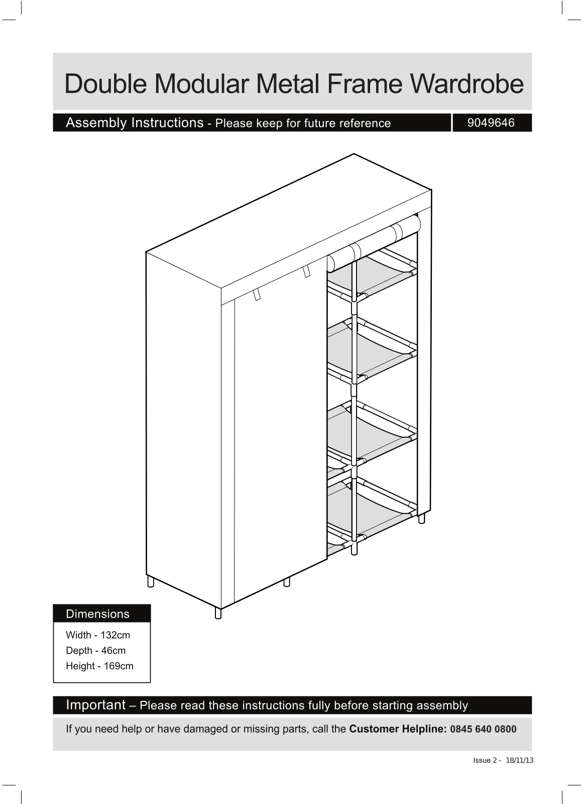 Argos MODULAR METAL ROBE ASSEMBLY INSTRUCTIONS