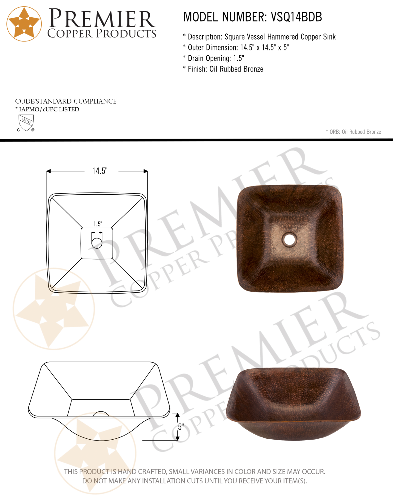 Premier Copper Products IER1030 Specifications - ManualMachine.com
