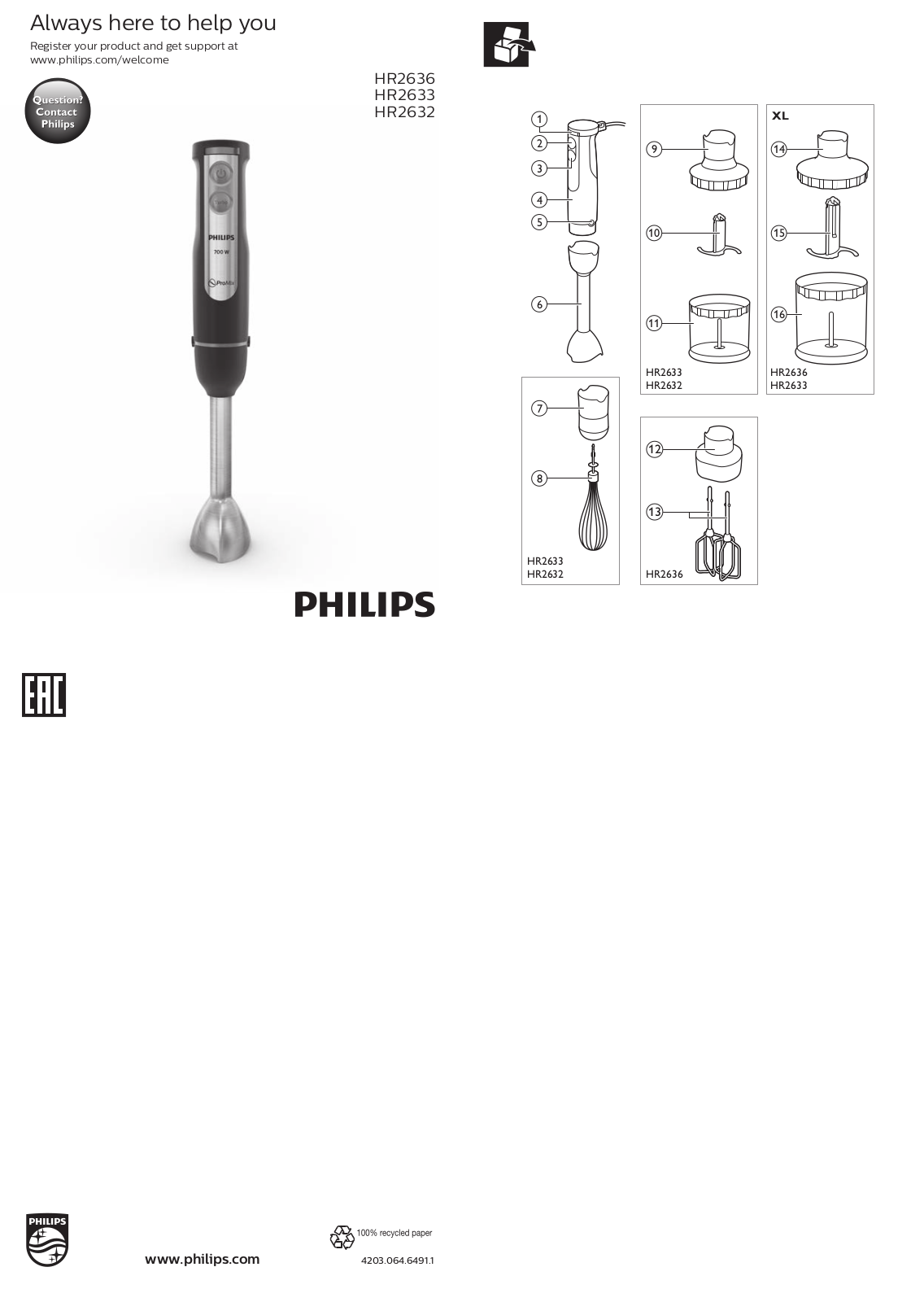 Philips HR2636-90 operation manual