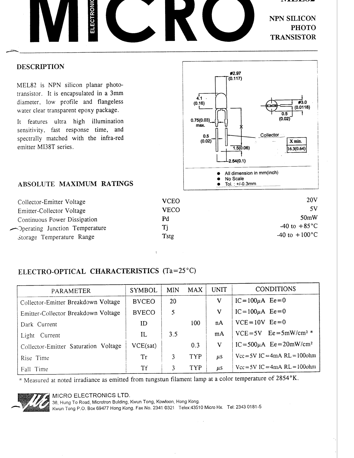 MICRO MEL82 Datasheet