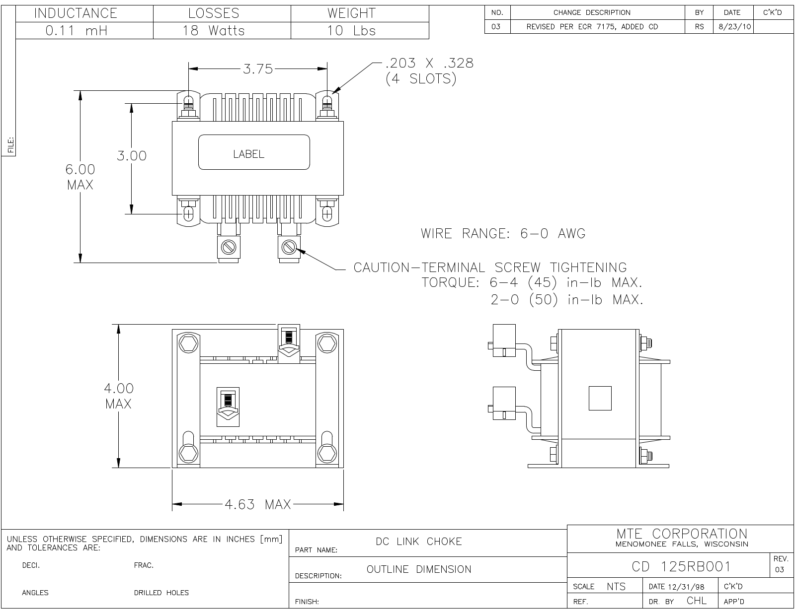 MTE CD 125RB001 CAD Drawings