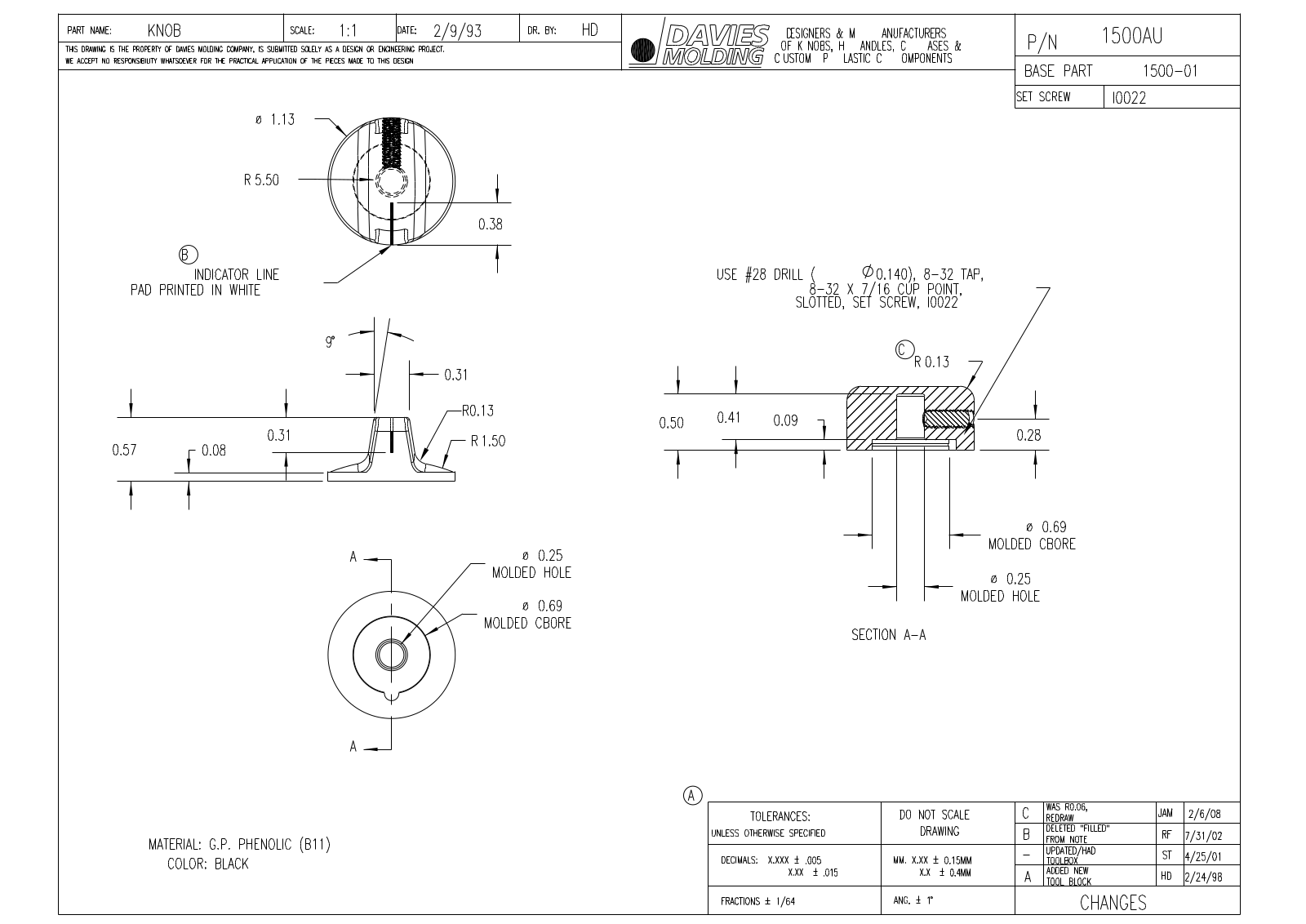 Davies Molding 1500AU Reference Drawing