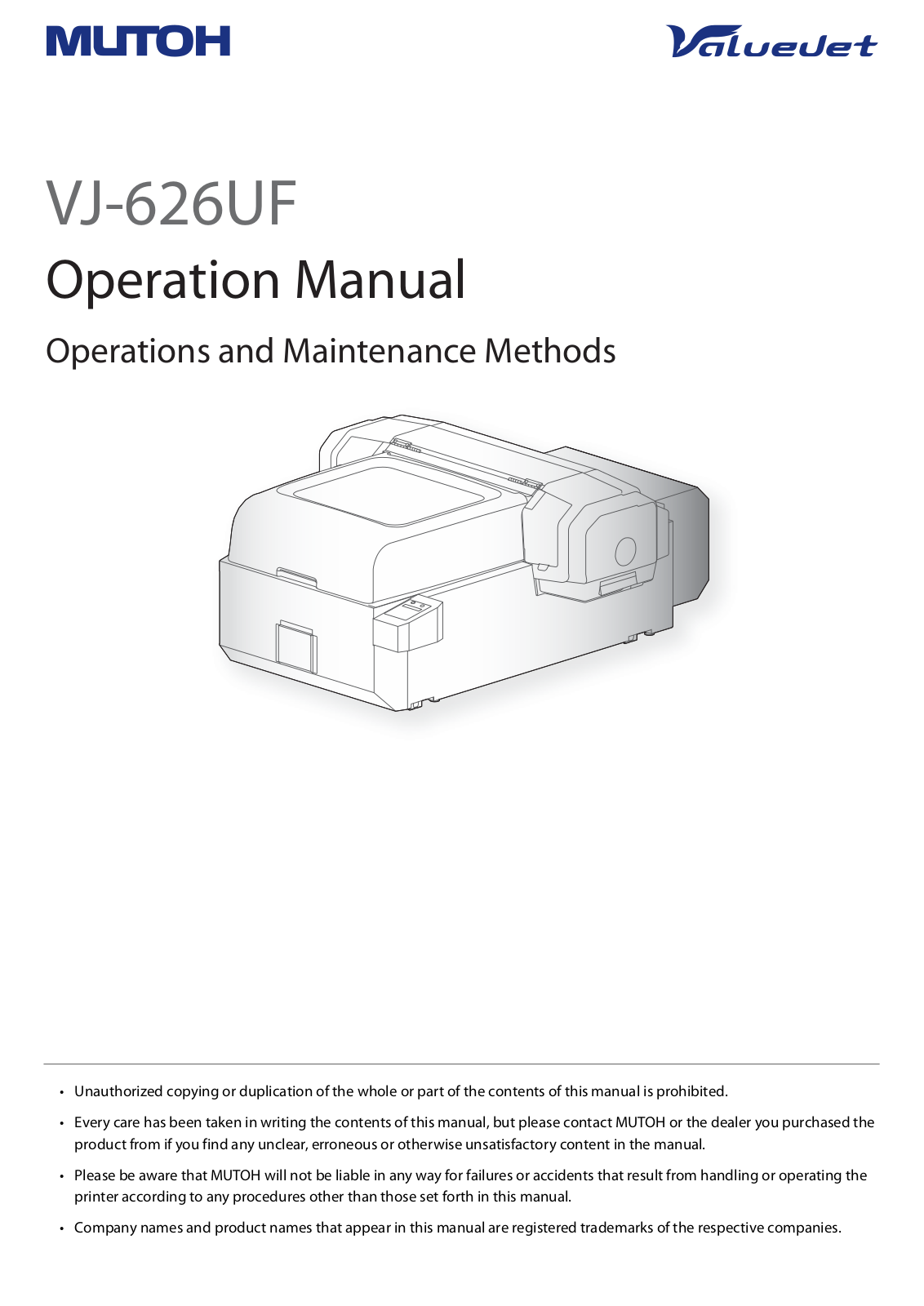 MUTOH VJ-626UF Operation Manual