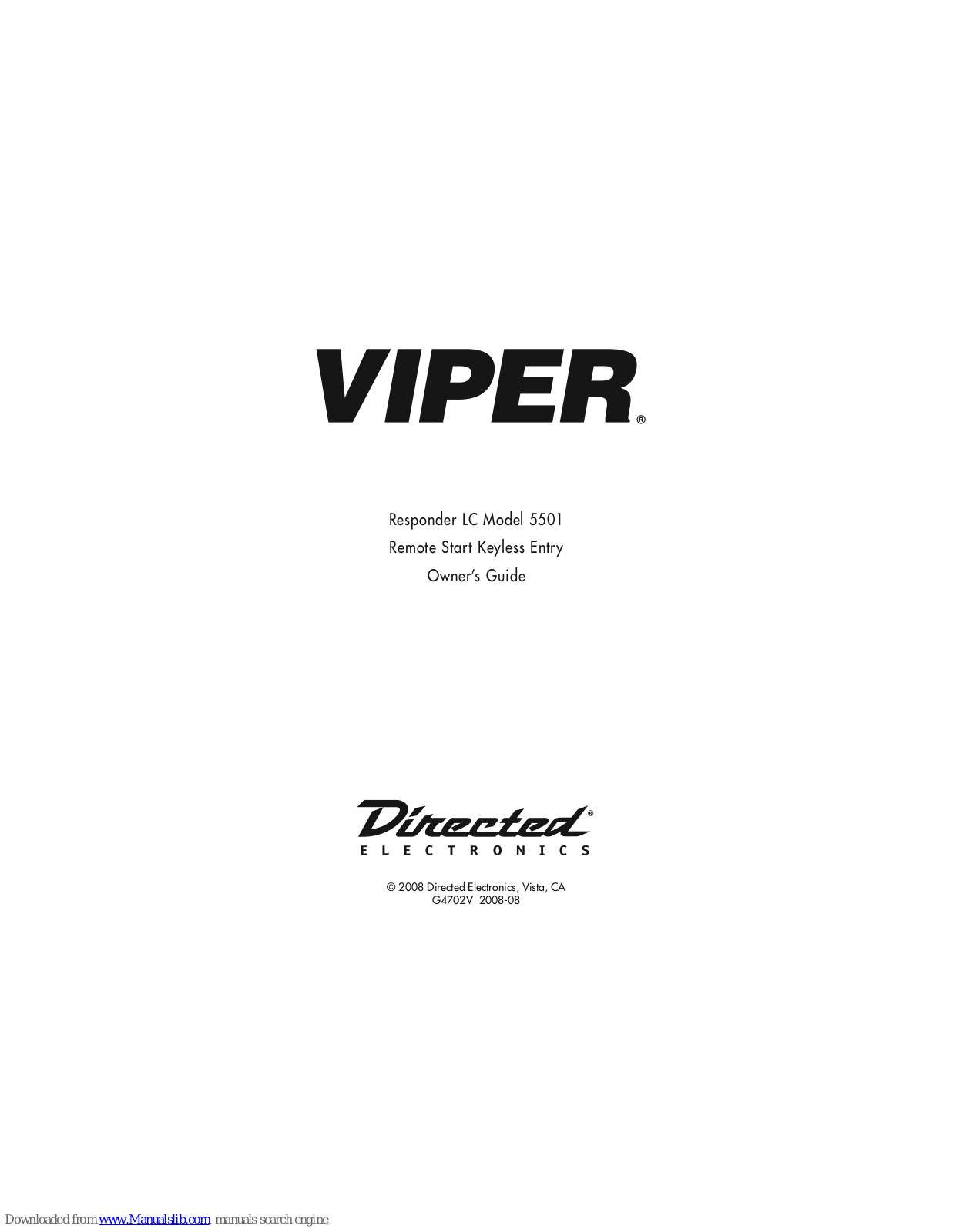 Directed Electronics Viper 5501 Owner's Manual