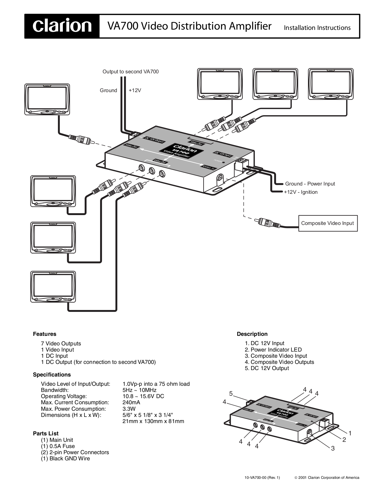 Clarion VA700 User Manual