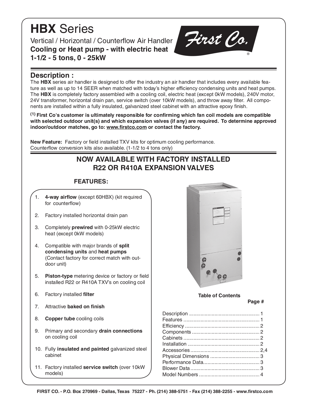 First Co HBX -2.5, HBX -3, HBX -2 User Manual