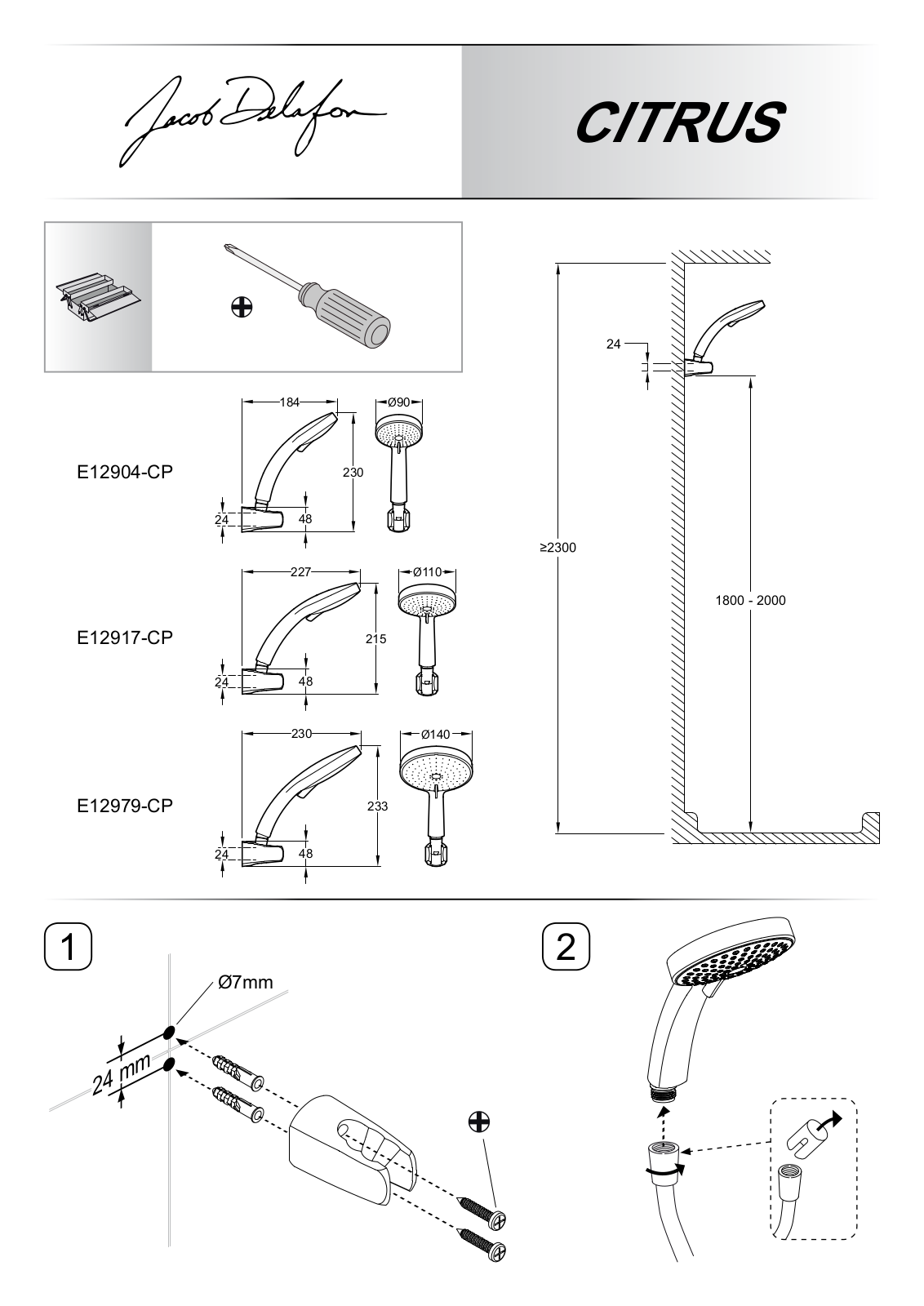 Jacob Delafon CITRUS E12917-CP, CITRUS E12904-CP, CITRUS E12979-CP Installation guide