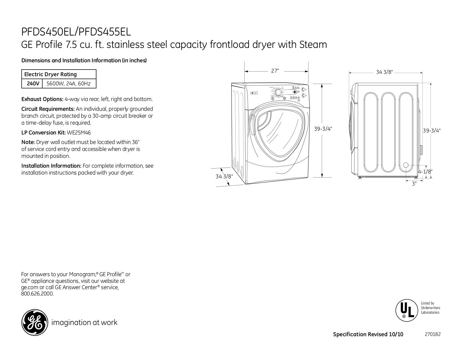 GE SPSD157JMG User Manual