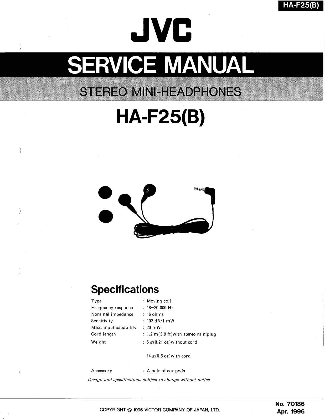 JVC HA-F25(B) Service Manual