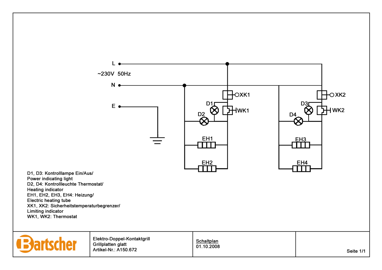 Bartscher A150672 Schematic