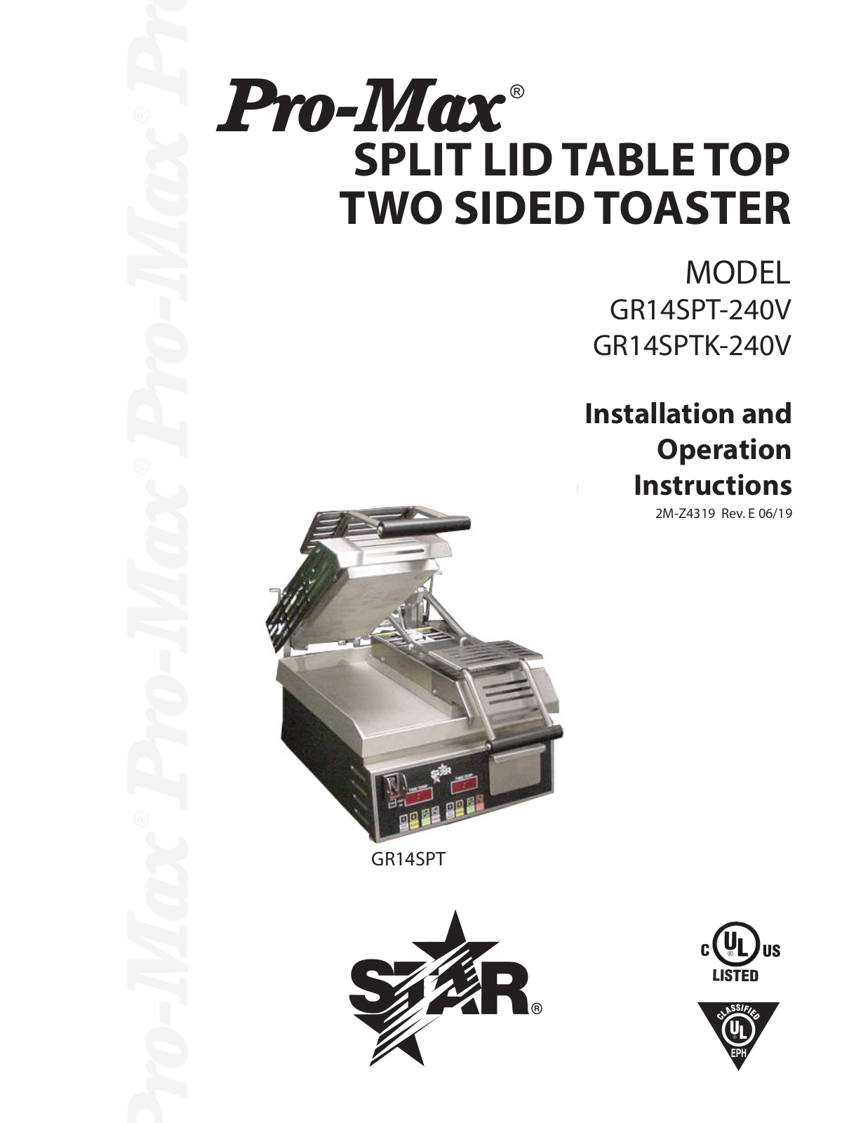 Star GR14SPTK-240V Installation Manual