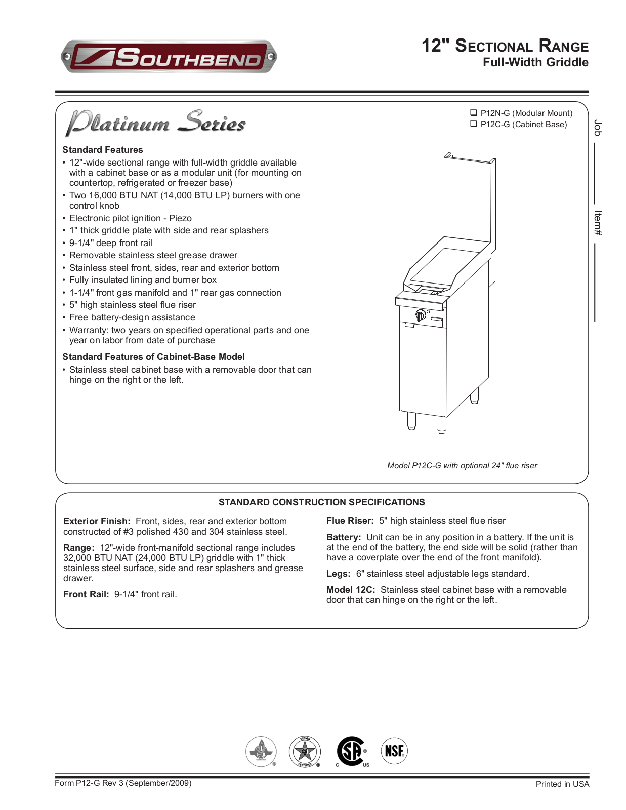 Southbend P12N-G General Manual