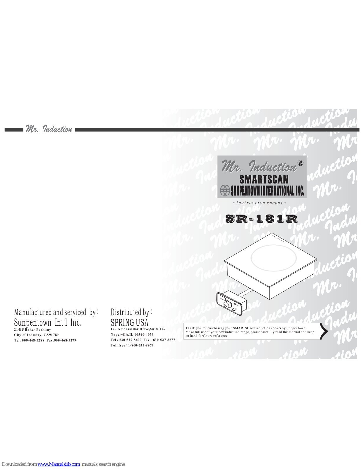 Mr. Induction Smartscan SR-181R Instruction Manual