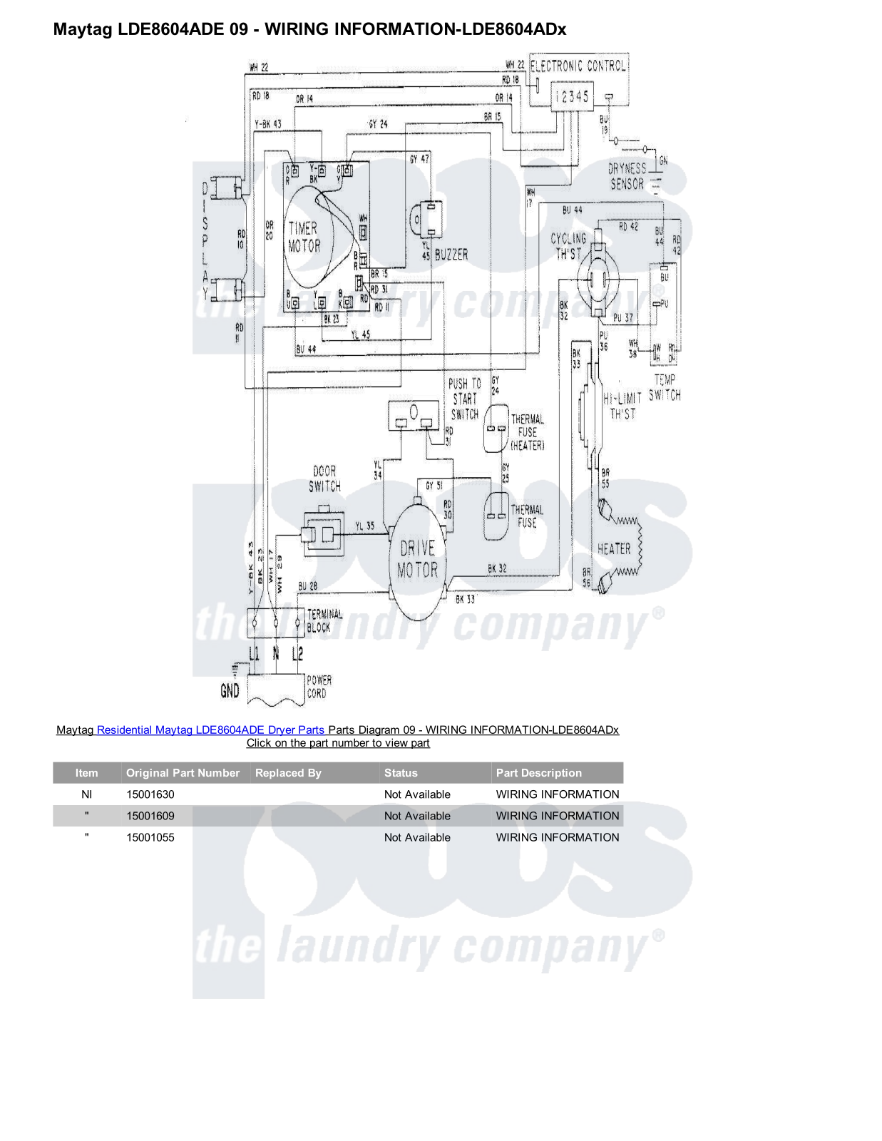 Maytag LDE8604ADE Parts Diagram