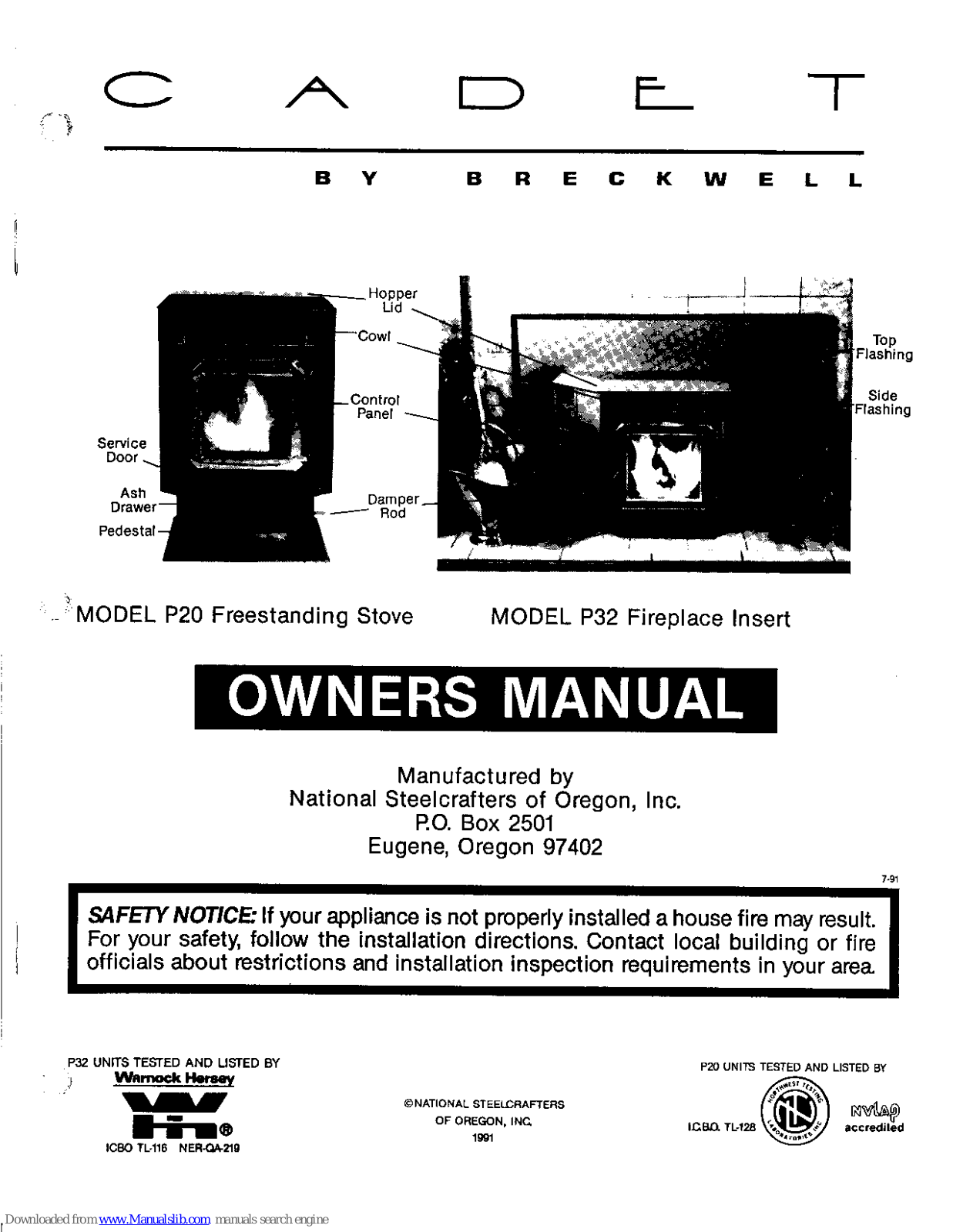 Breckwell Cadet P20FS, Cadet P32I Owner's Manual