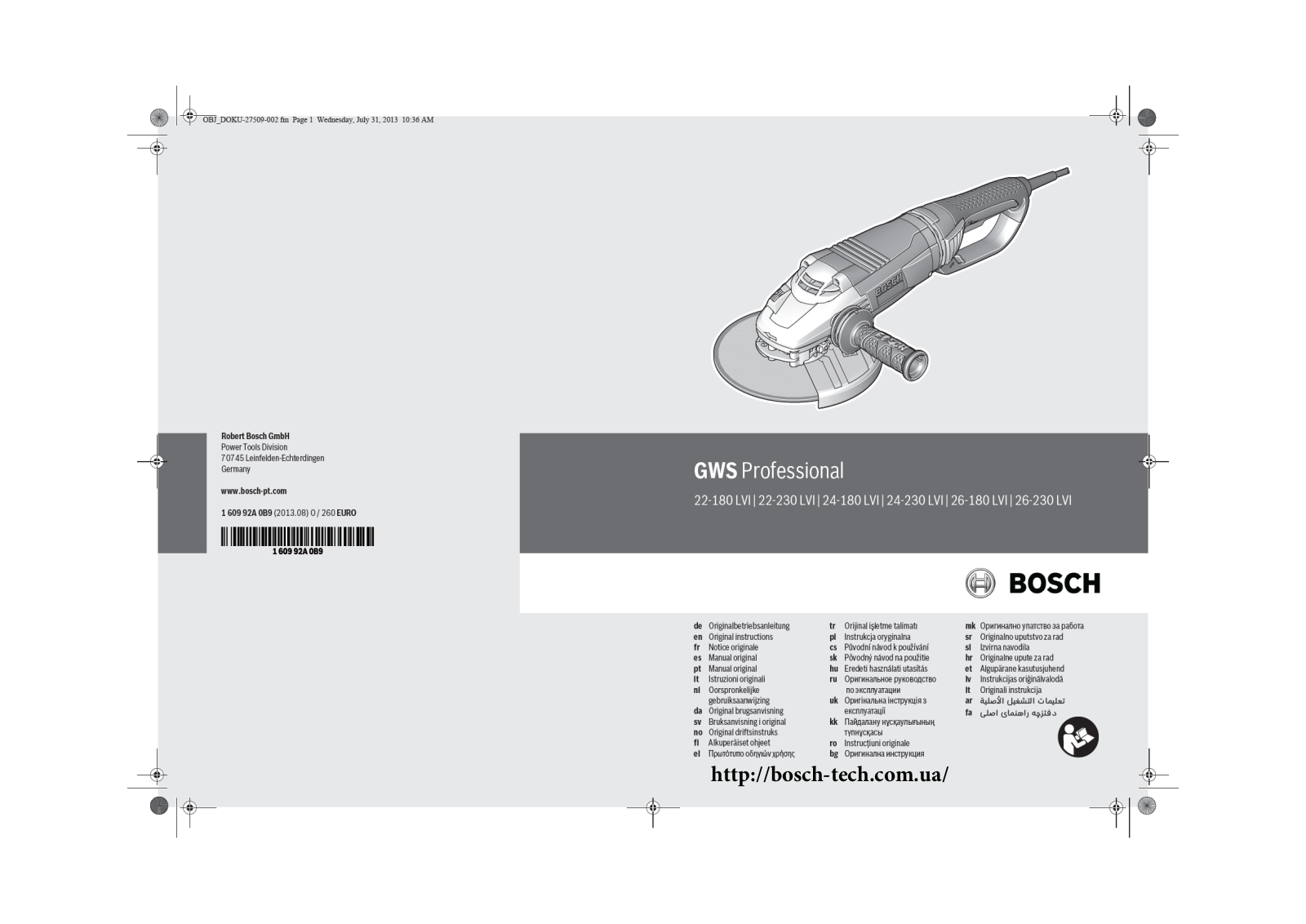 Bosch GWS 22-230 LVI User Manual