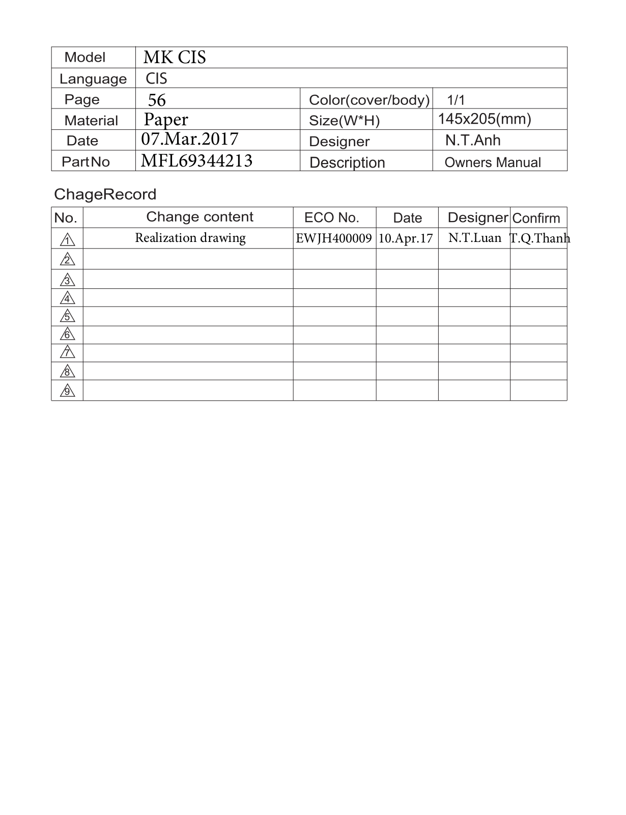 LG VC53002MRNT User guide