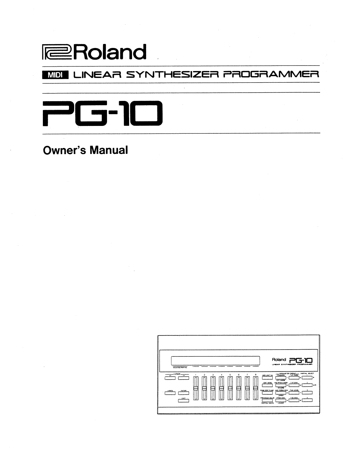 Roland Corporation PG-10 Owner's Manual