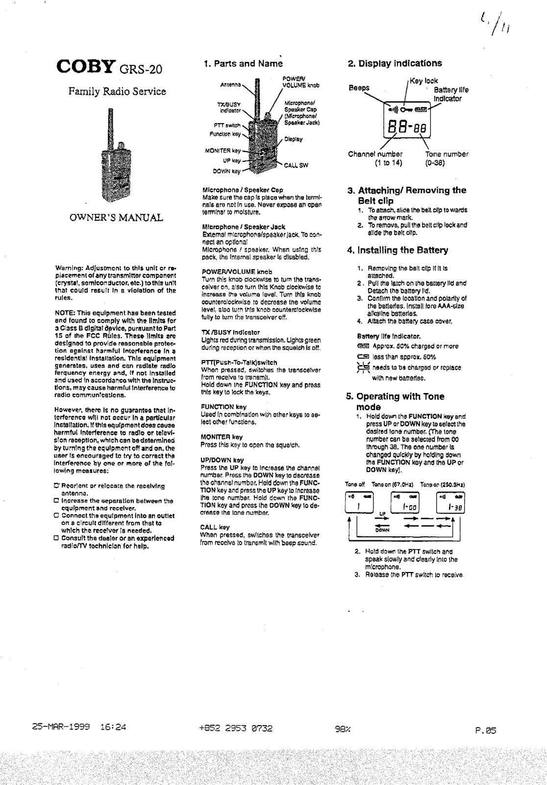 Birdy Electronics FRS H User Manual - ManualMachine.com