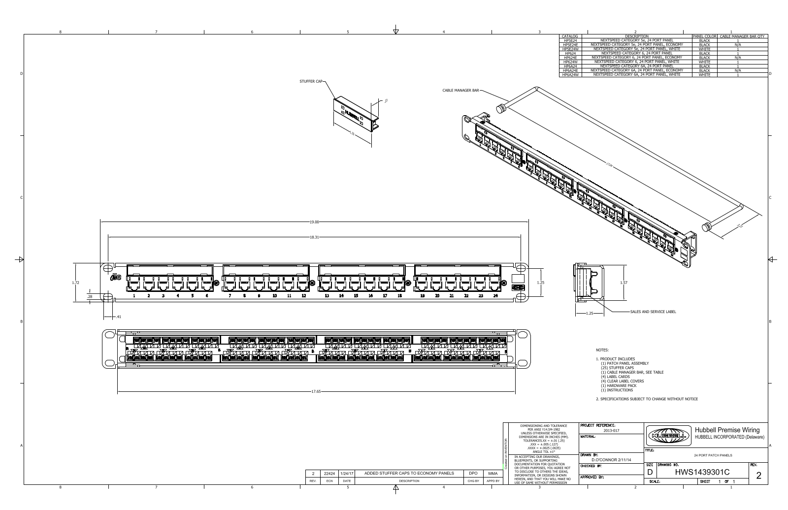 Hubbell HP5E24 Reference Drawing