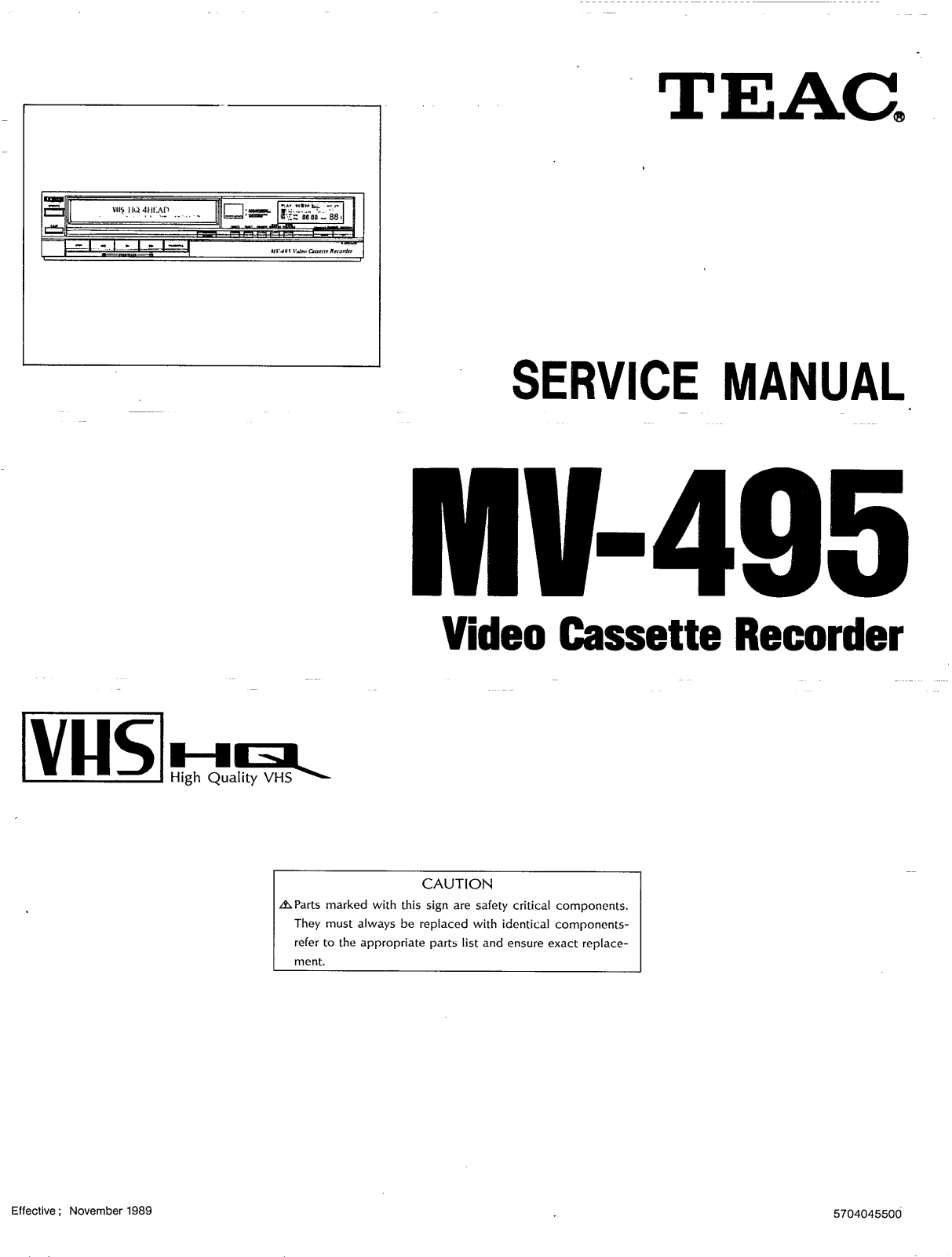 TEAC MV-495 Service manual