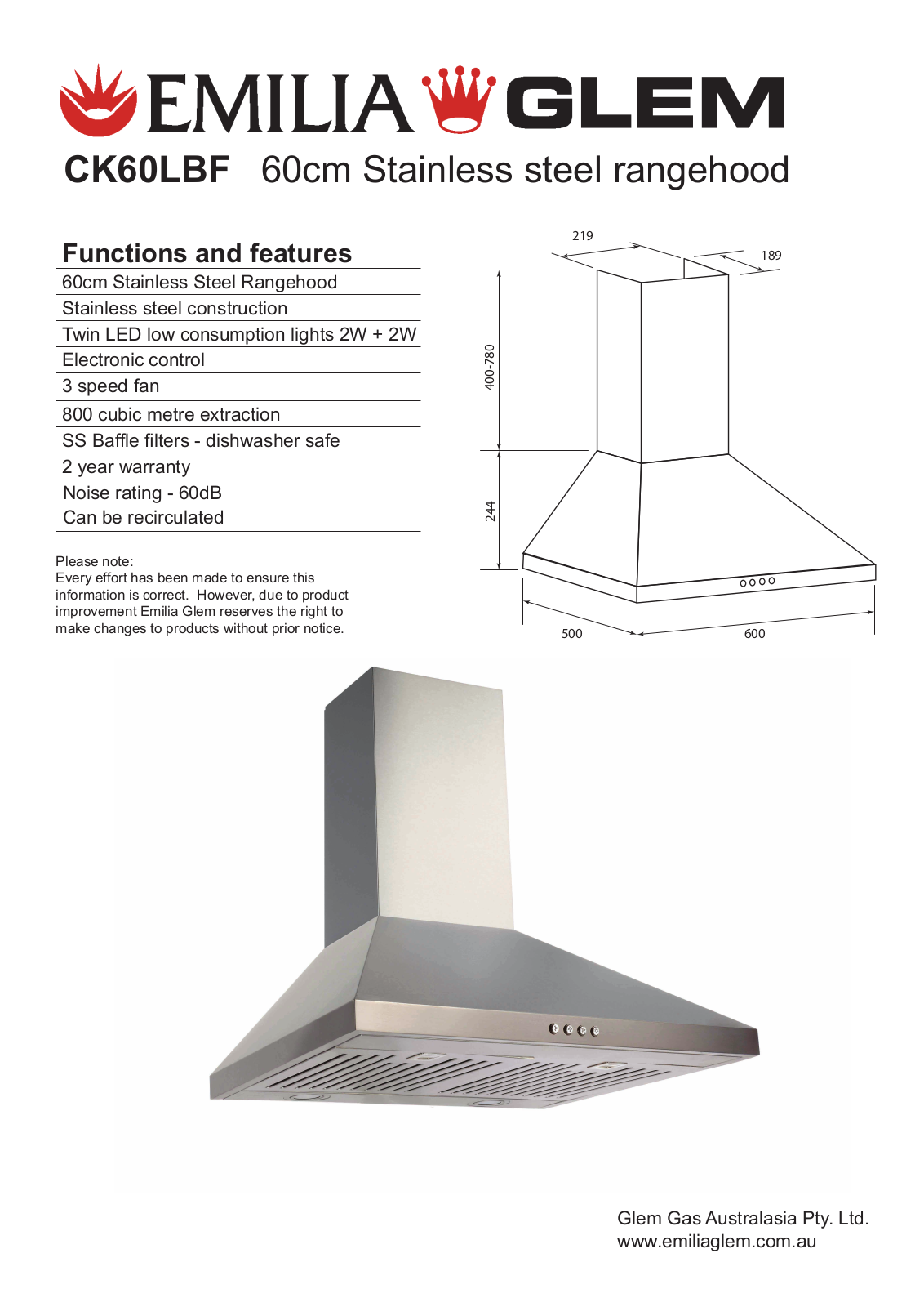 Glem CK60LBF User Manual