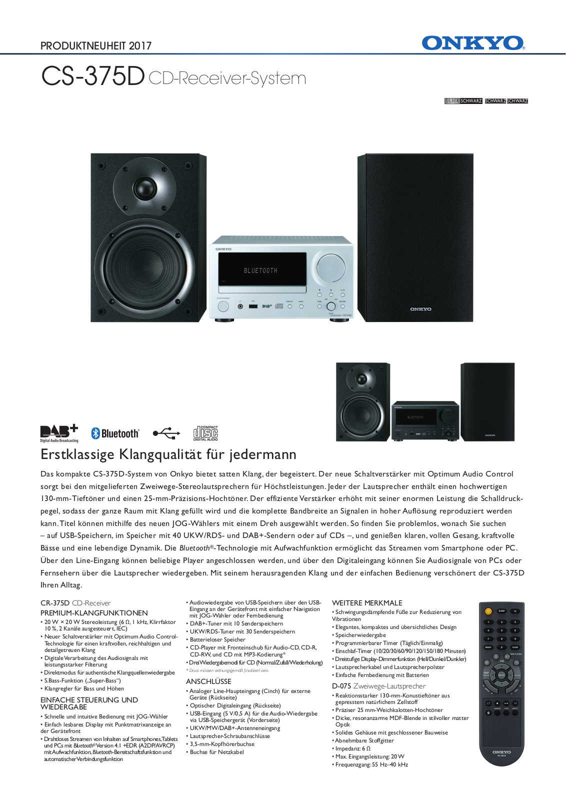 Onkyo CS-375D Technical data