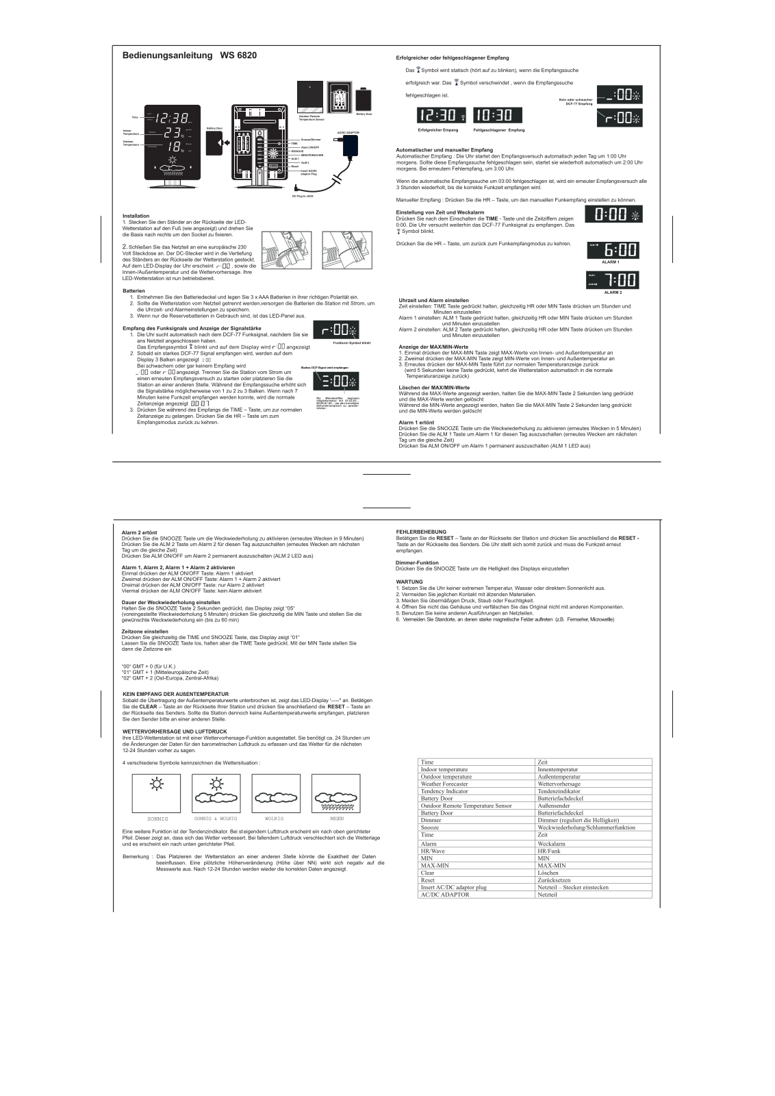 Techno Line WS 6820 Instructions manual