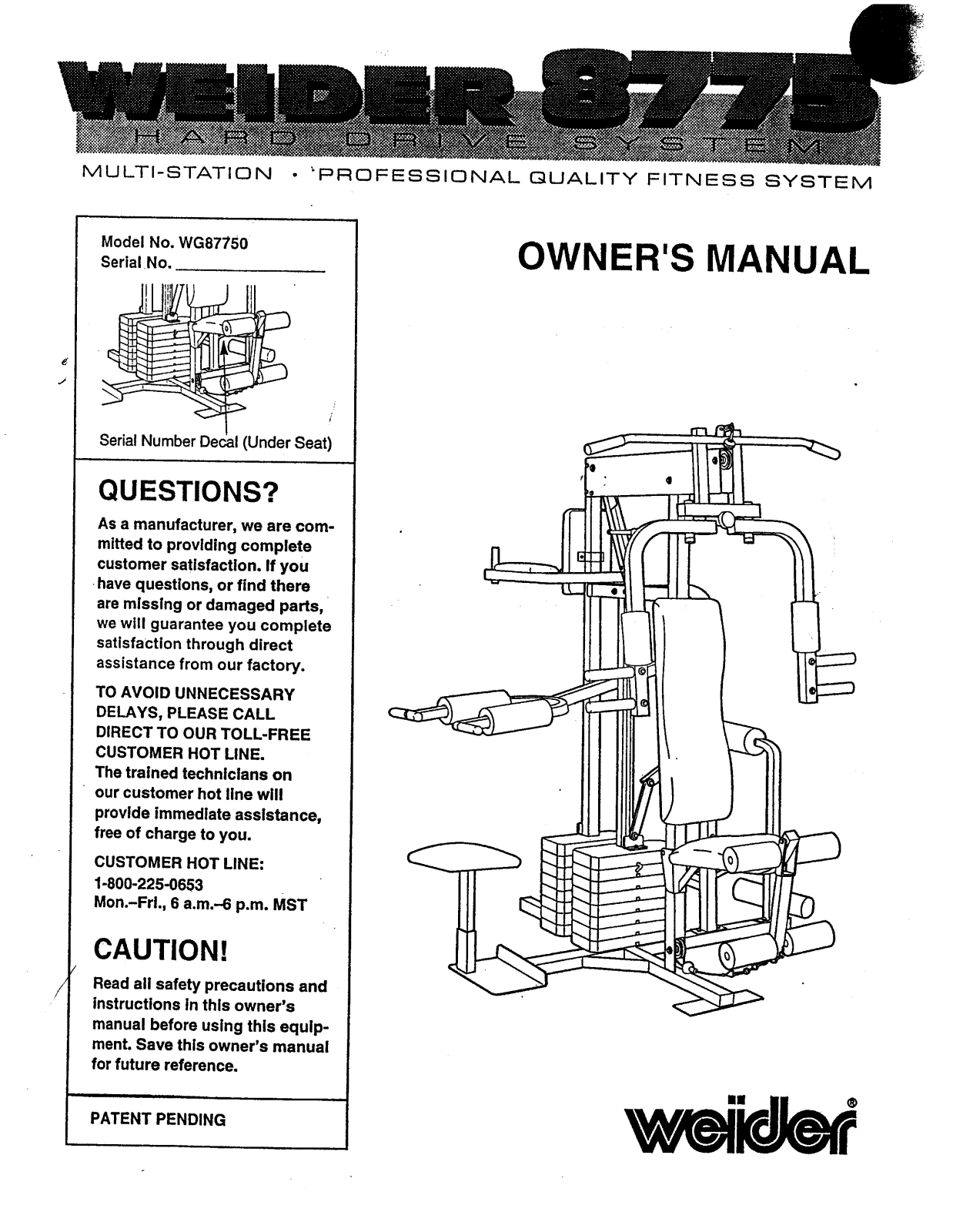 Weider 8775 Owner's Manual