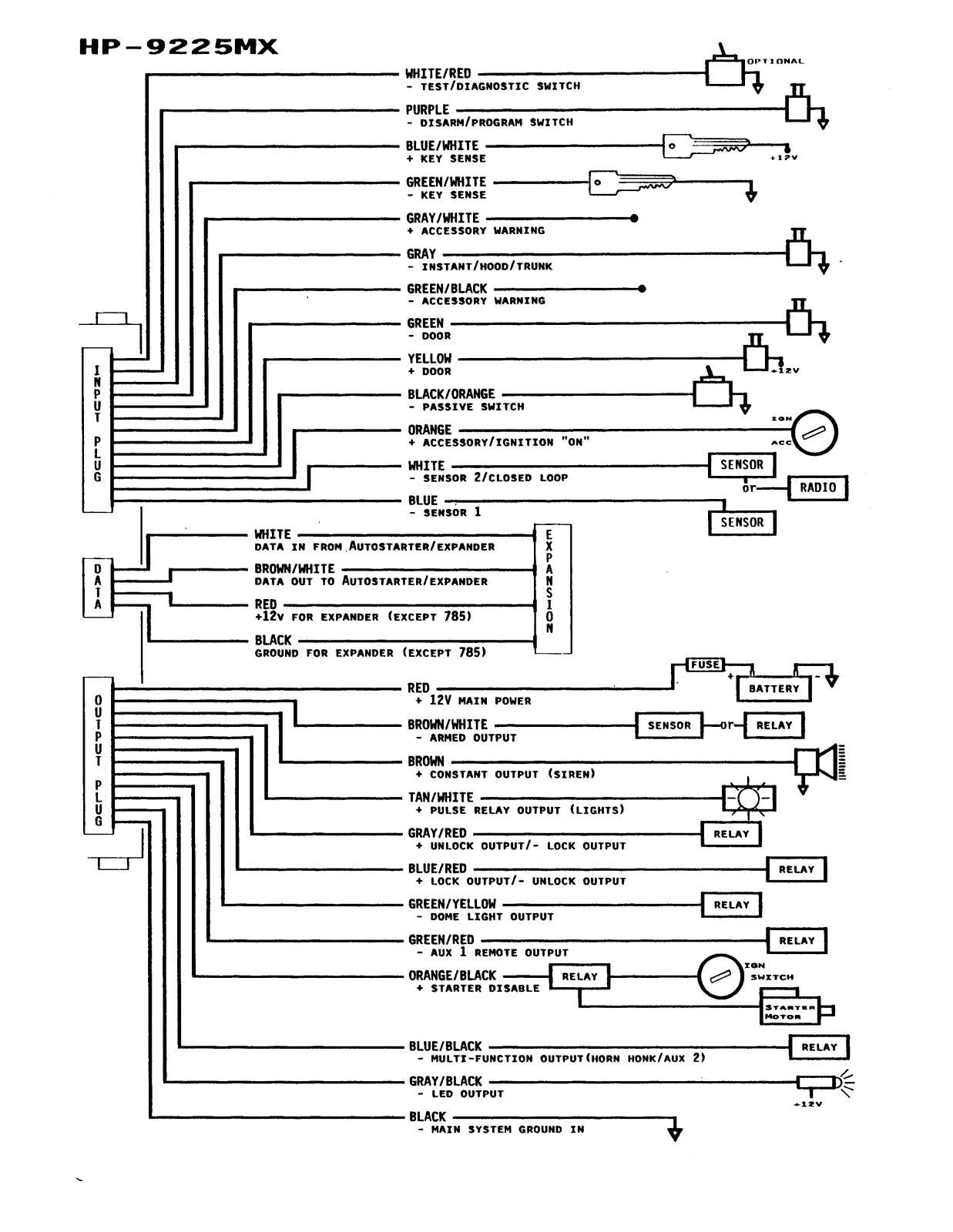 Crimestopper HP-9225MX Wiring Diagram