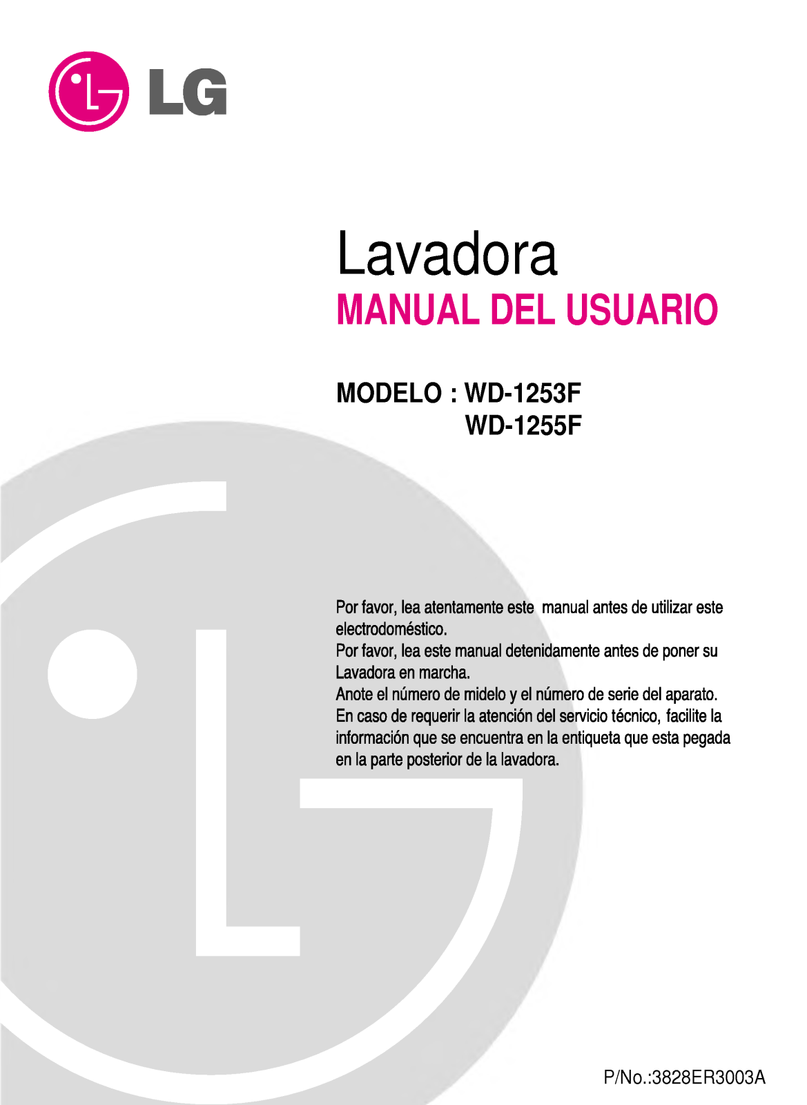 Lg WD-1253F, WD-1255F User Manual